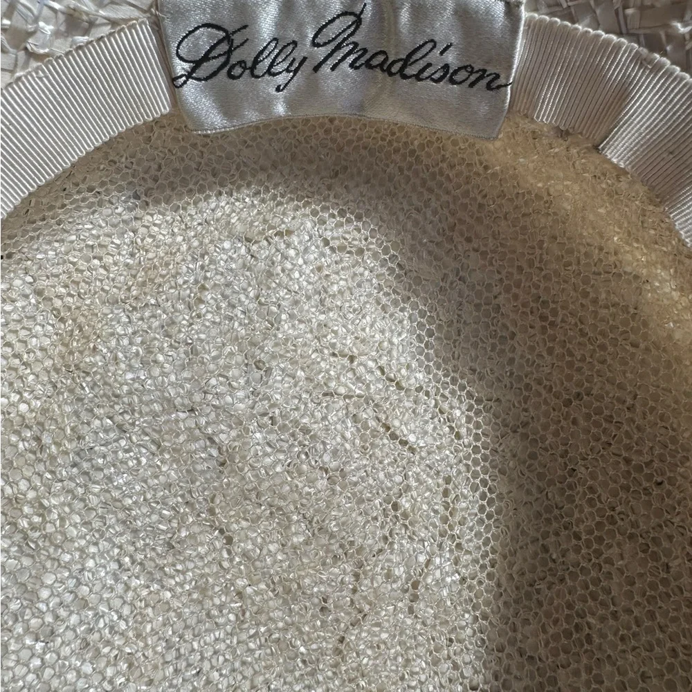 1940s/50s Dolly Madison‎ Raffia Straw Hat w/Pompom Embellishment & Black Ribbon - Picture 7 of 7
